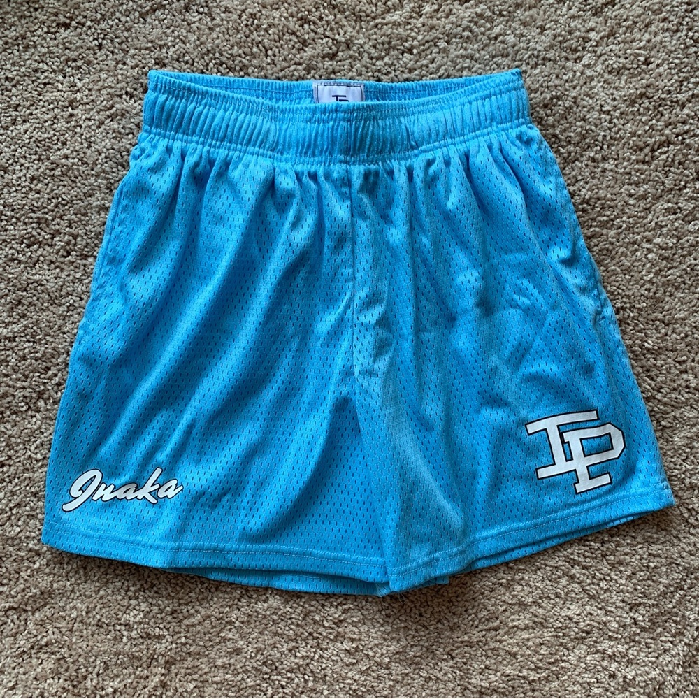 Inaka Power Womens Shorts Small Blue Double Lined Mesh Pockets Logo